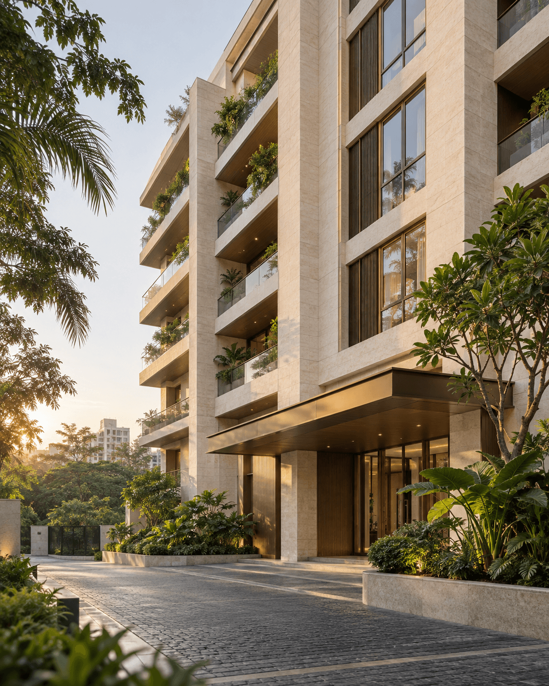 Planned residential development with landscaped open spaces