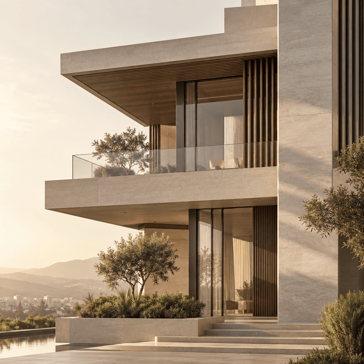 Contemporary building architecture under development